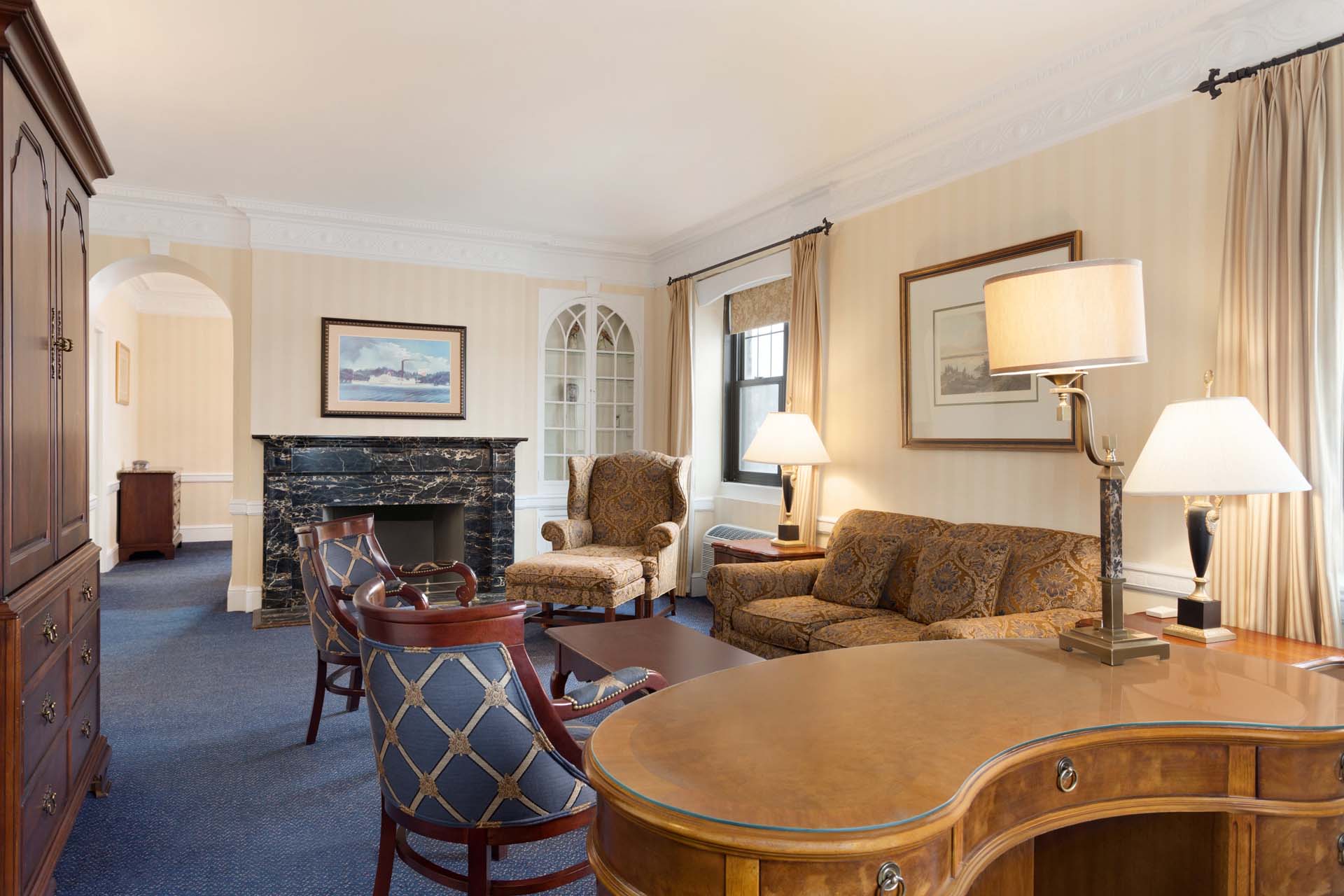 Eisenhower Suite living room with large desk