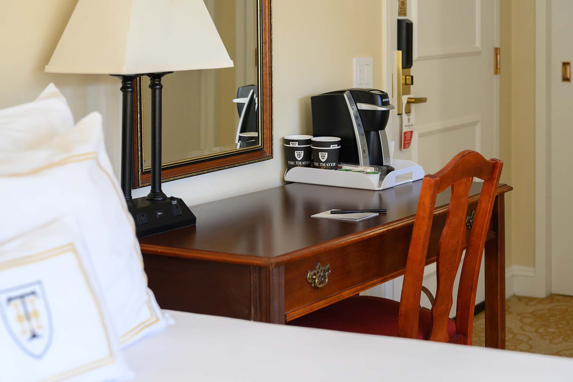 Work desk beside bed